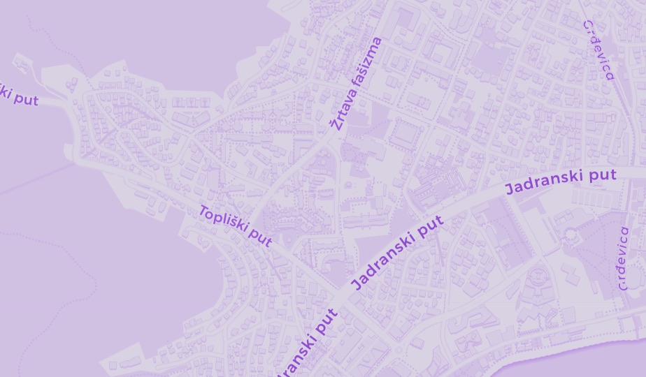 Map of Budva, Montenegro